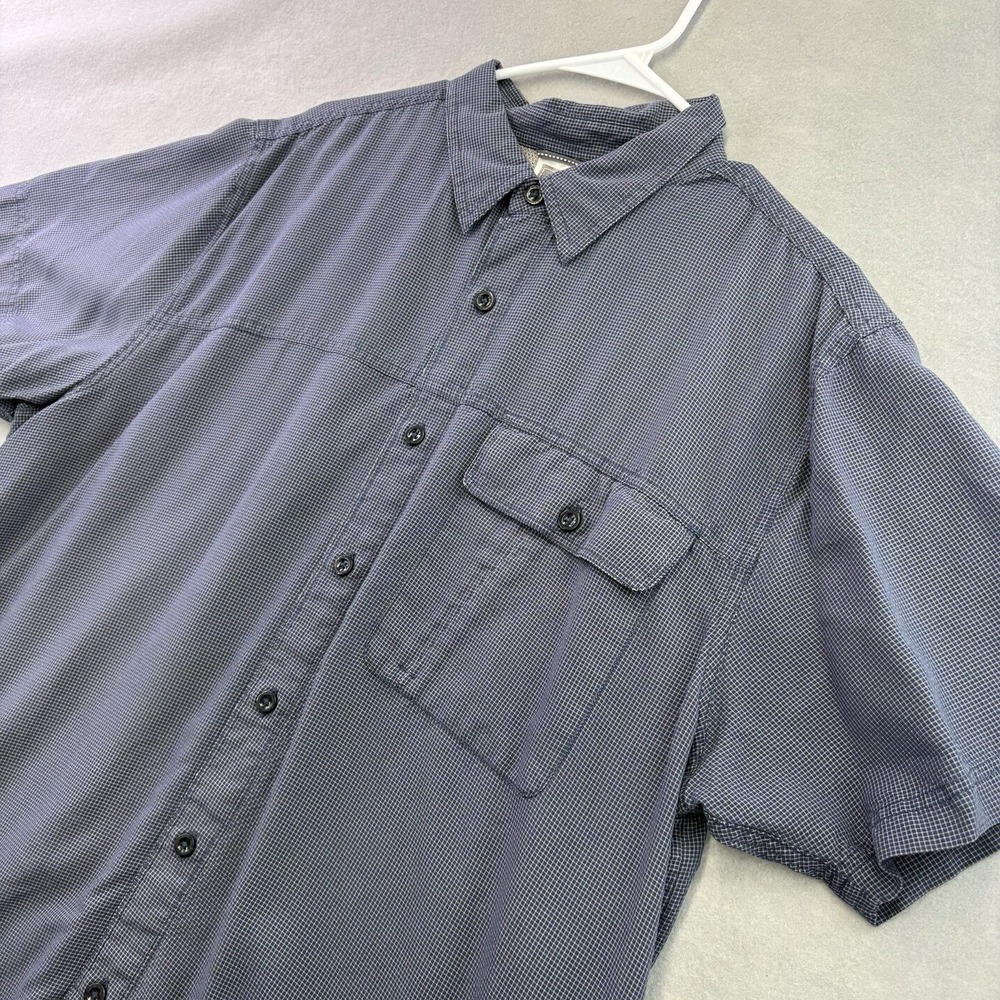 The North Face Modal Blend Shirt Mens Sz XL Blue Short Sleeve Button Down Hike